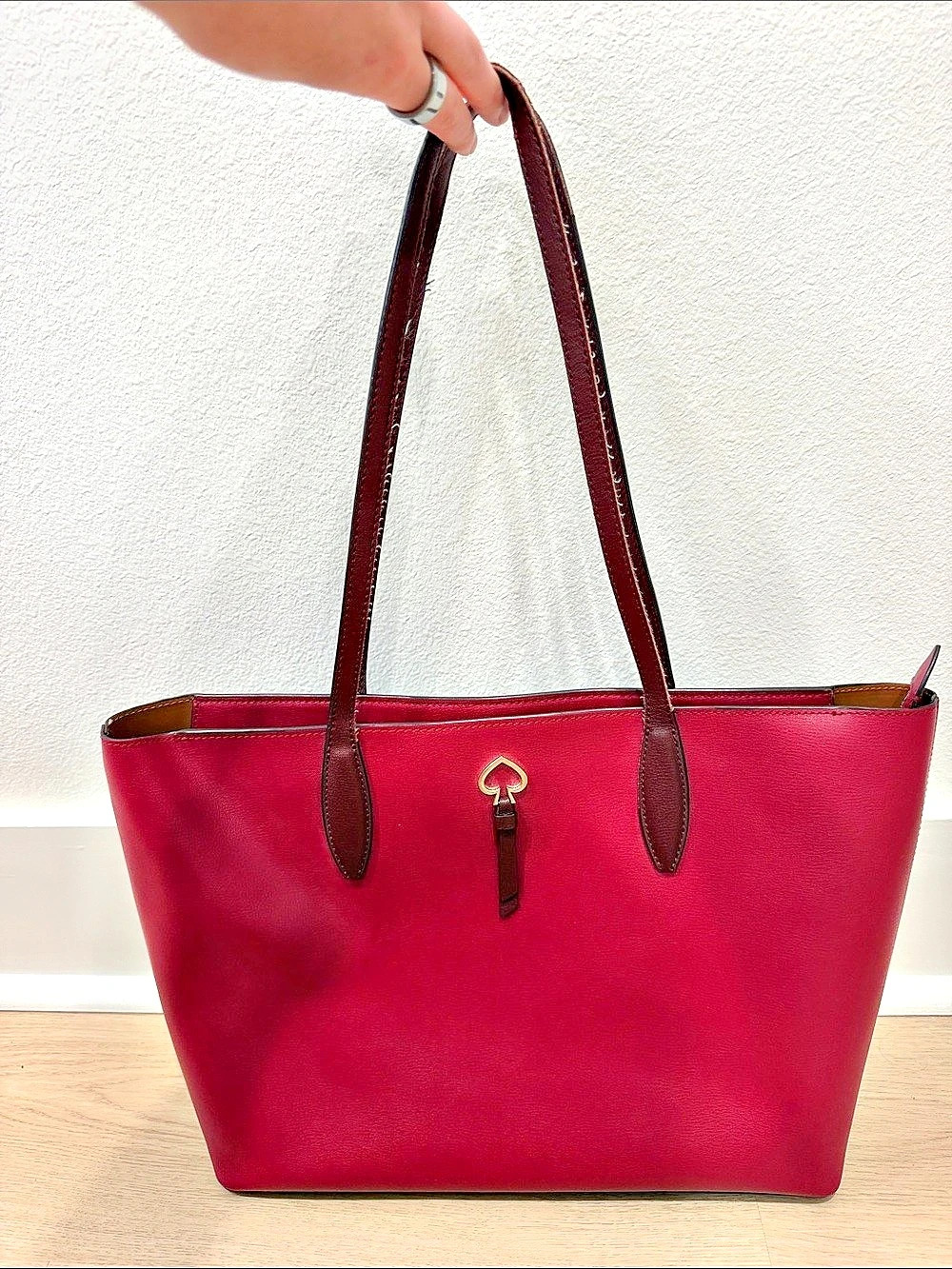 Kate Spade Leather-Look Tote in deep pink